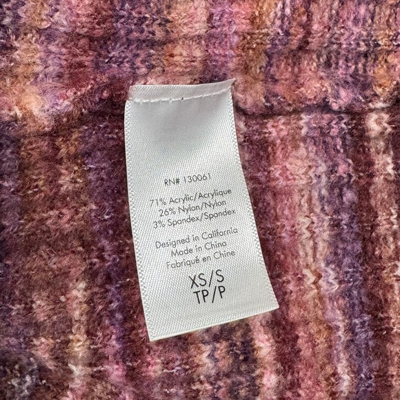 L*Space XS/S Button Down Knit Cardigan Duster Sweater Plum Purple Striped - Picture 8 of 9